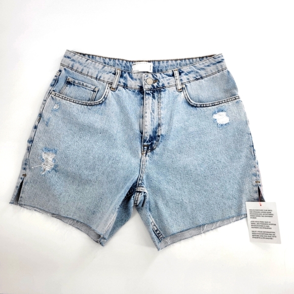 ASOS distressed high rise denim shorts New Size 32 - Picture 1 of 6
